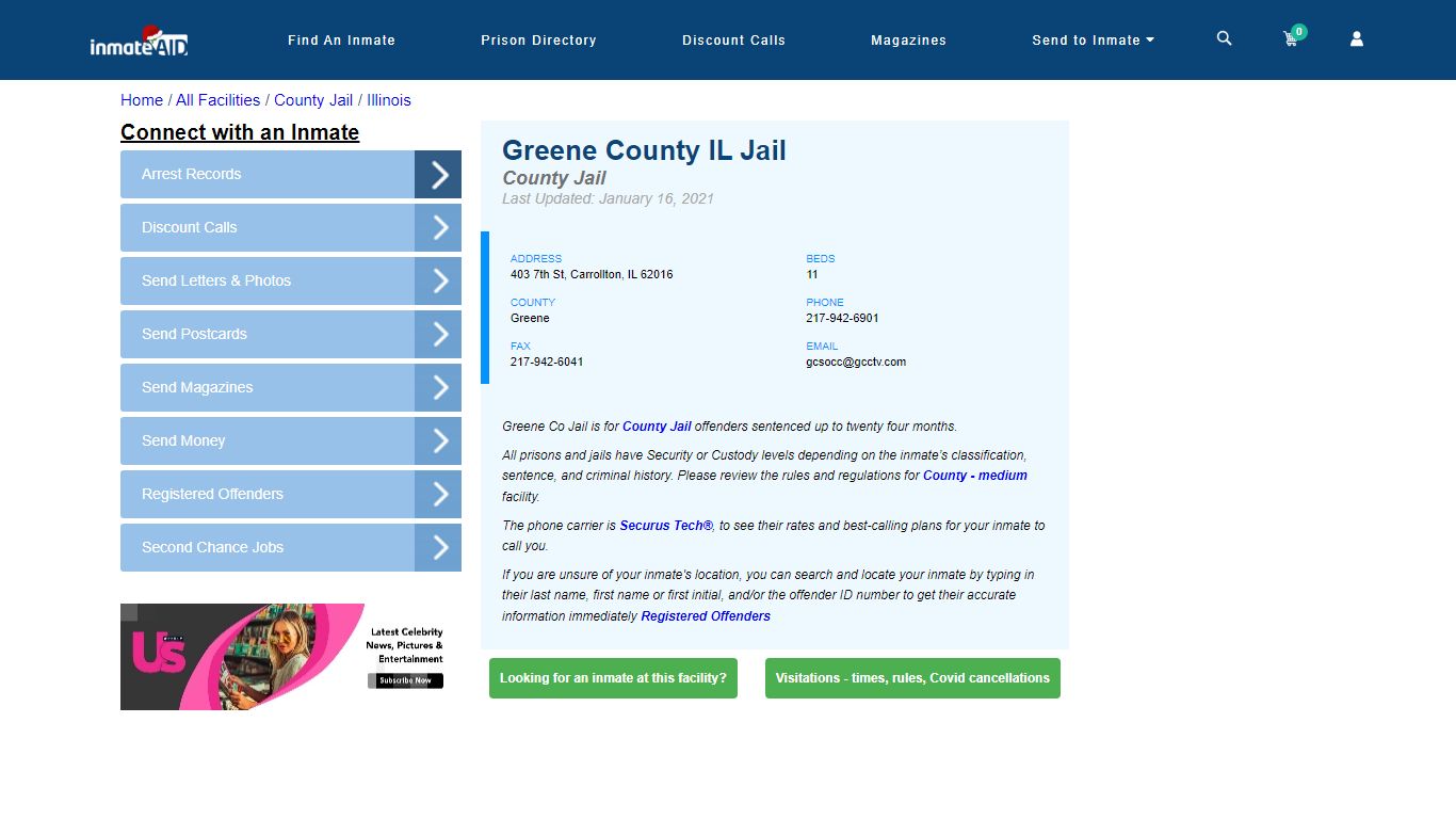 Greene County IL Jail - Inmate Locator - Carrollton, IL