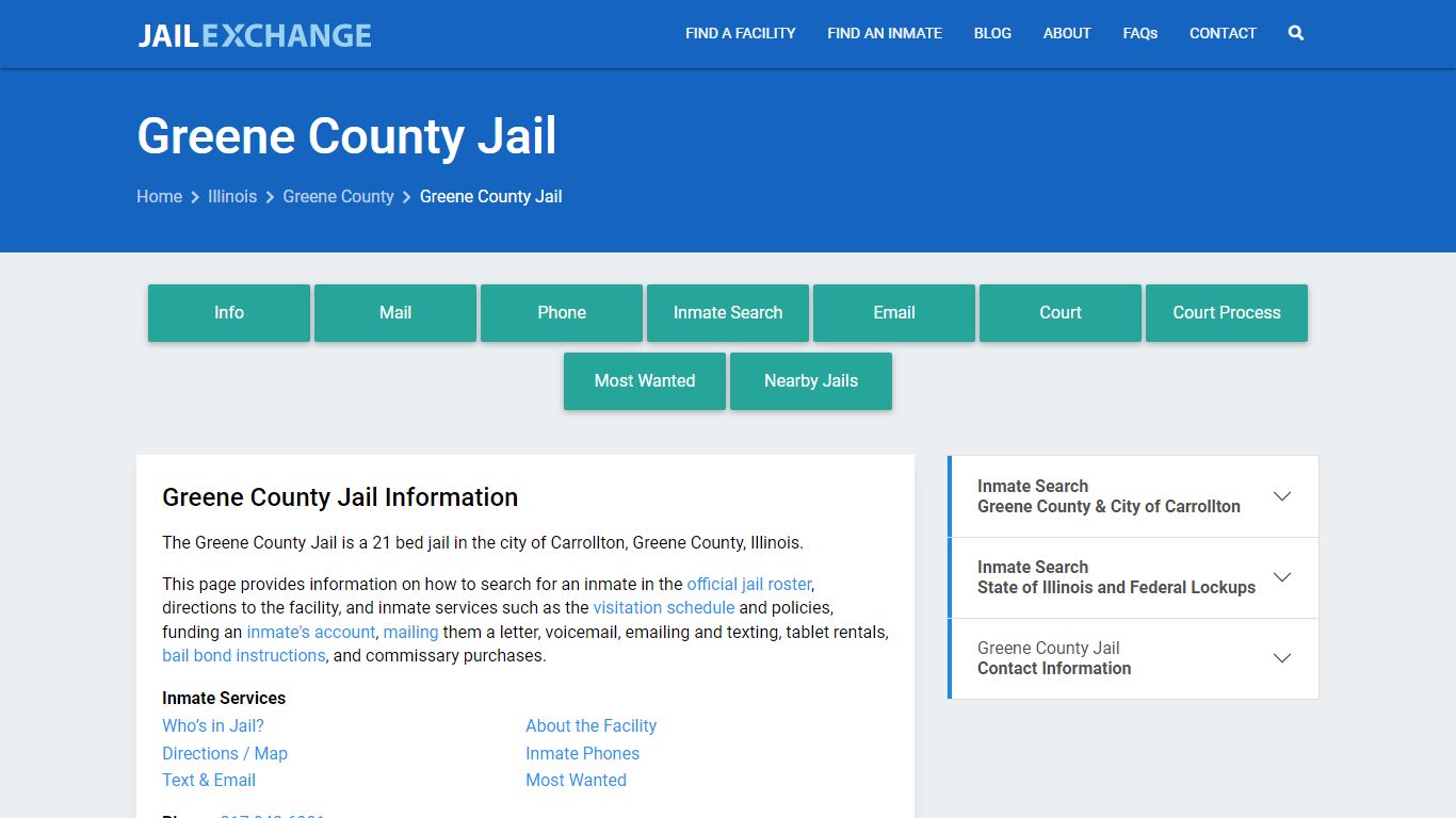 Greene County Jail, IL Inmate Search, Information
