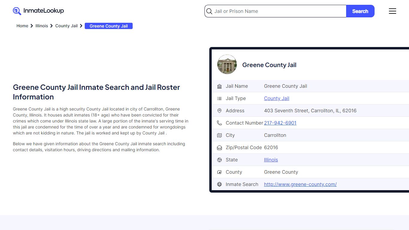 Greene County Jail Inmate Search and Jail Roster Information